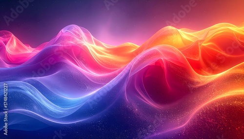 Wallpaper Mural Abstract digital wave art with glowing neon energy high resolution photo Torontodigital.ca