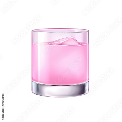 Refreshing Pink Drink with Ice in Glass for Summer Vibes