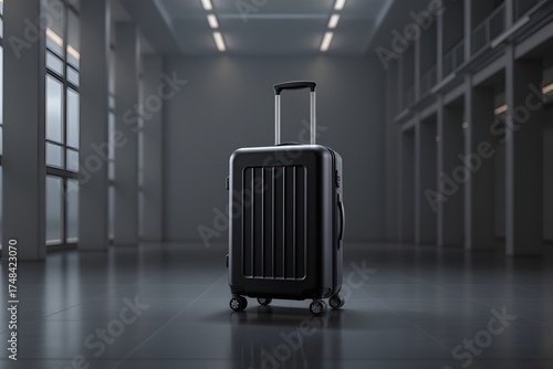 3d illustration of business travel luggage, sleek black design
