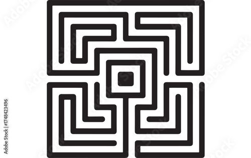 Intricate black and white maze pattern symbolizing complexity and challenge