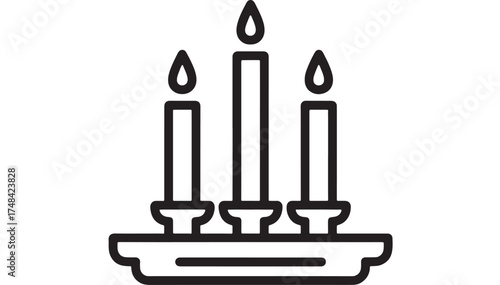 Three lit candles in a holder, symbolizing celebration, remembrance, or spirituality.
