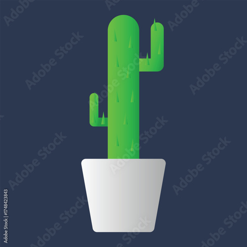 Flat minimalist cactus plant illustration in pastel colors. Great for cozy home decor, workspace design, lifestyle content, and modern vector collections.