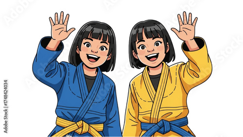 Taekwondo Athletes Vector Illustration – Martial Arts Action Pose