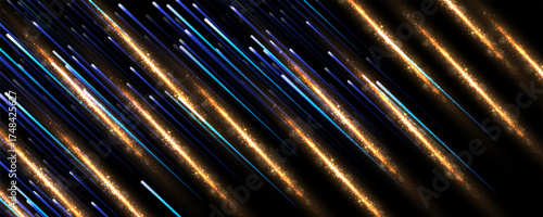 The dust sparks and golden stars shine with special light. Vector sparkles on a transparent background. Christmas light effect. Sparkling magical dust particles.