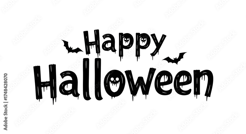 Obraz premium Happy Halloween creative word art on white background
