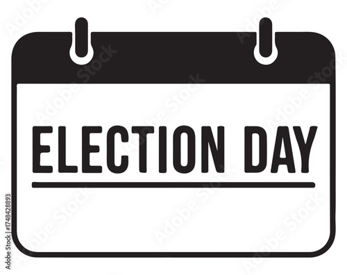 Black and white calendar icon displaying 'ELECTION DAY' text, symbolizing voting and civic duty.