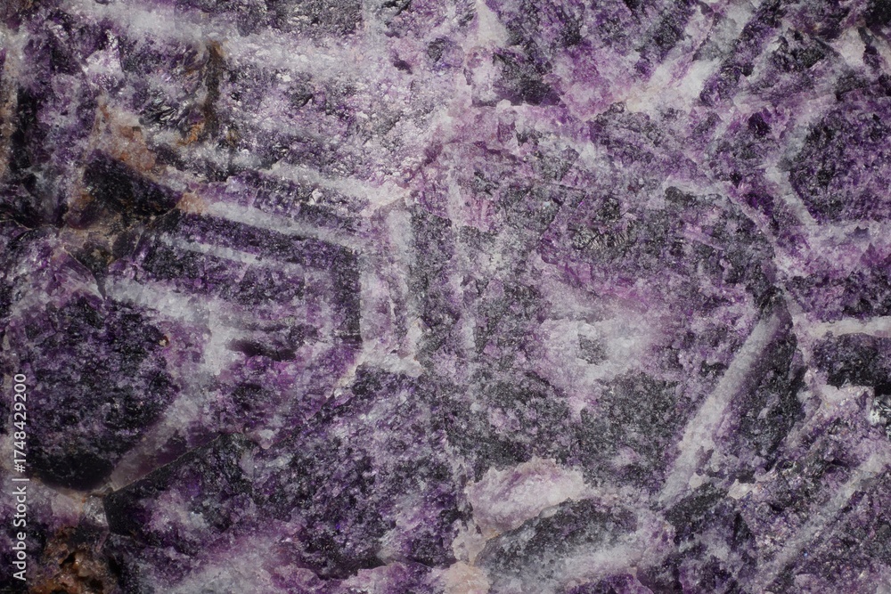 Obraz premium Micro crystals of fluorite and amethyst on sandstone: Mys Korabl deposit, White Sea, Russia. Magnification scale 3.7X