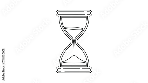 Simple outline drawing of an hourglass with sand flowing downward
