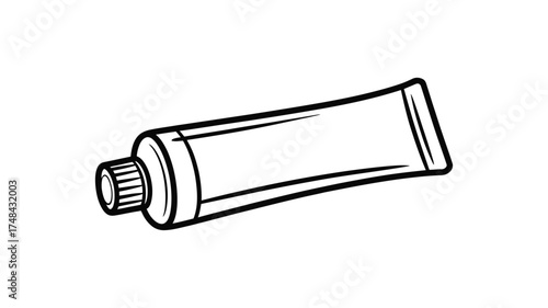 Simple hand drawn illustration of a squeeze tube with a cap isolated on white background