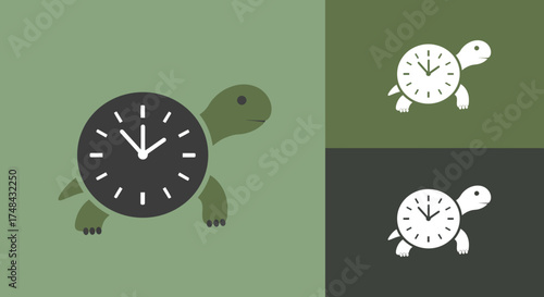 Turtle Clock Concept: Time Management and Slow Progress Illustration