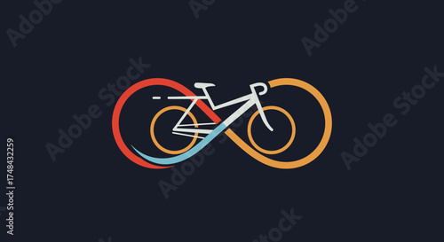 Stylized Bicycle Graphic with Infinity Symbol Wheels and Colorful Accents