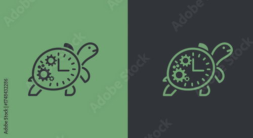 Turtle Clockwork: A Turtle Silhouette with Clock Face and Gears