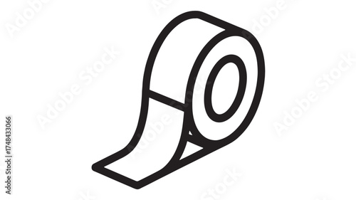 Simple line drawing of a roll of adhesive tape, ready for use
