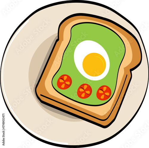Delicious egg and avocado toast with creamy texture, fresh herbs, and crispy bread served for healthy breakfast.