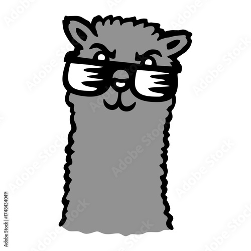 Llama Wearing Sunglasses Cool Black Outline Drawing
