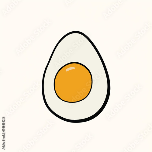 Delicious Half Cut Egg Illustration Fresh Organic Food for Breakfast or Brunch Healthy Diet with Shiny Yolk on a Clean Background