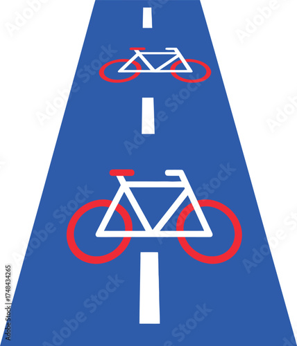 Designated bike lane road marking, blue lane with white bicycle symbols