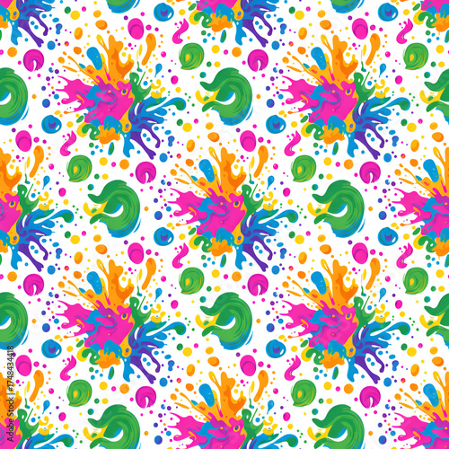 Wallpaper Mural Colorful Paint Splatter Pattern on White Background Vibrant and Playful Design. Torontodigital.ca