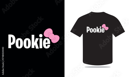 Cute pookie t-shirt design vector – Adorable cartoon character Illustration, funny typography graphic for apparel, trendy cute quote design for kids and adults