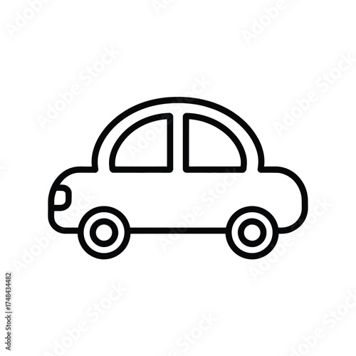 Simple line art vector illustration of a car icon scalable for graphic design projects silhouette