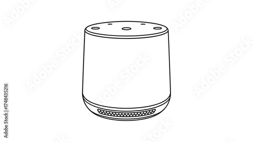 Simple outline drawing of a cylindrical humidifier with a ribbed base and top holes