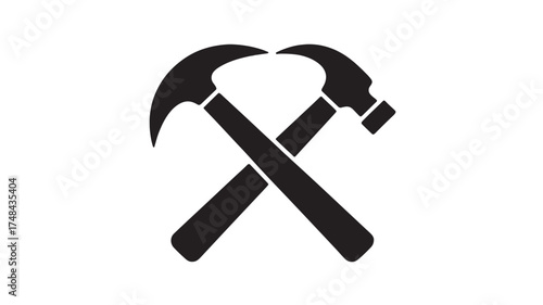 Two crossed hammers symbolize construction, craftsmanship, and manual labor.