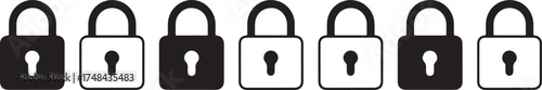 Padlock Security Icons Set Collection of Safety Protection Privacy Access Control Symbols