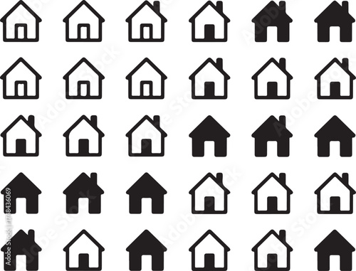House Icon Vector Set on Transparent Background, Home Symbol Collection, Real Estate Sign