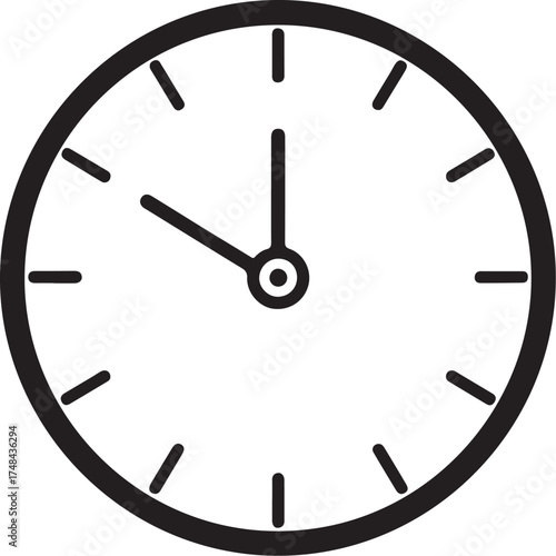 Simple analog clock face minimalist design indicating time passing concept vector Icon