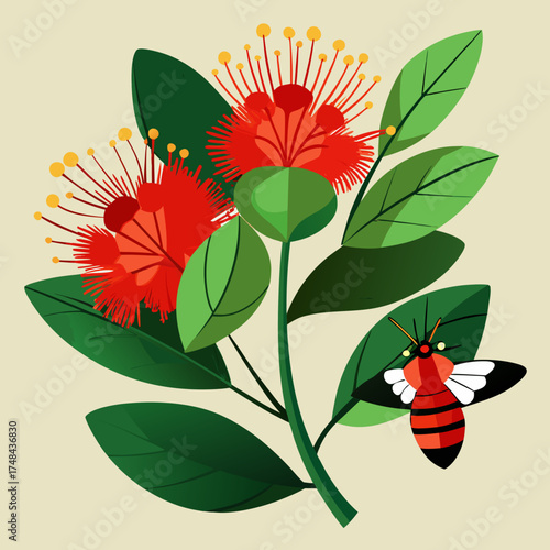 lehua red and yellow flowers