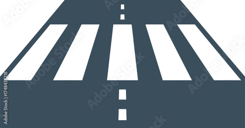 Simple crosswalk graphic on a road surface; geometric pattern