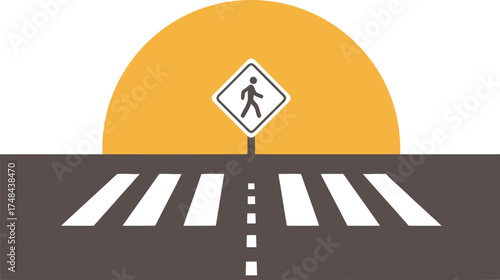 Zebra crossing road and crosswalk sign graphic illustration vector