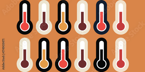 Temperature levels thermometers graphic design illustration