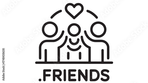 Symbol of friendship and connection with heart and people icons