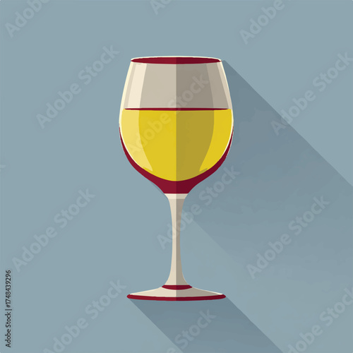 Elegant vector illustration of a white wine glass on a soft blue background showcasing minimalist design and sophisticated aesthetics perfect for wine enthusiasts and digital design projects