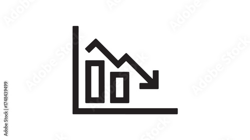 Financial graph showing a sharp downward trend and decline