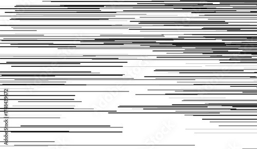 Trendy dynamic horizontal speed lines background. Anime style line backdrop. Comics book frame speed lines. Monochrome manga super hero force movement layout. Simple geometric horizontal stripes.
