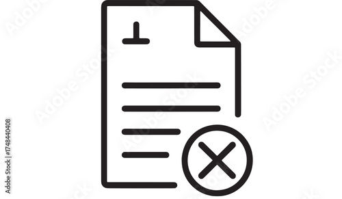 Document with a red cross symbol, indicating rejection or error.