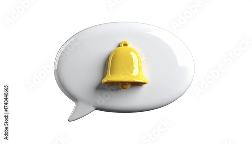 Chat Bubble with Yellow Bell — Alert Concept — Transparent PNG