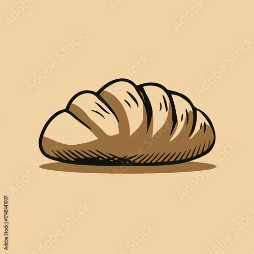 Freshly baked loaf of bread with rustic charm and warm tones ideal for culinary designs and vintage styled food illustrations providing a sense of comfort