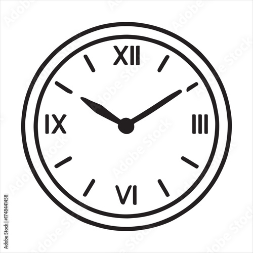 Classic round wall clock with roman numerals showing time