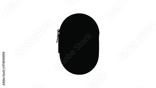 A stark black oval shape isolated on a clean white background for graphic design