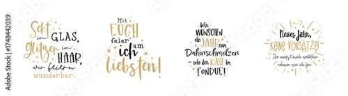 Hand written New Years sayings in German language like "Happy New Year", great for banners, wallpapers, cards, invitation - vector design