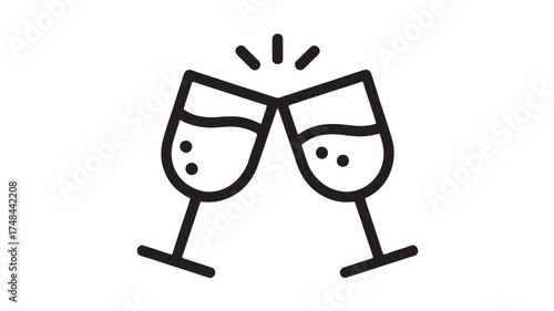 Two champagne glasses clinking together in a celebratory toast