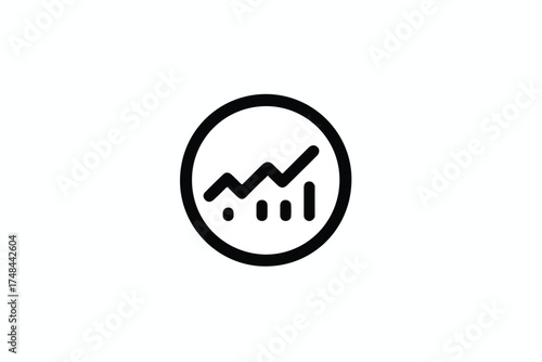 Growth chart line icon in a circle emphasizing positive trend and progress for business development and market analysis with financial success indicators and vector illustration