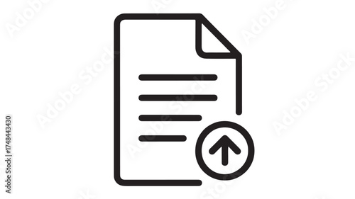 Simple icon representing document upload with an arrow pointing up inside a circle.