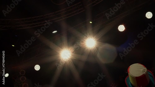 circus lights inside a circus tent