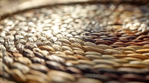 Circular Braided Rattan Surface with Shallow Focus.