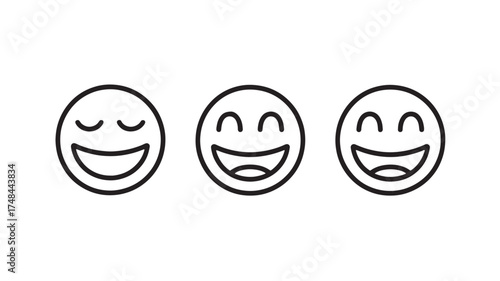 Three happy smiley faces expressing joy and positive emotions.
