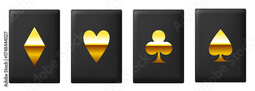 Black cards with golden suits. Set of vector cards